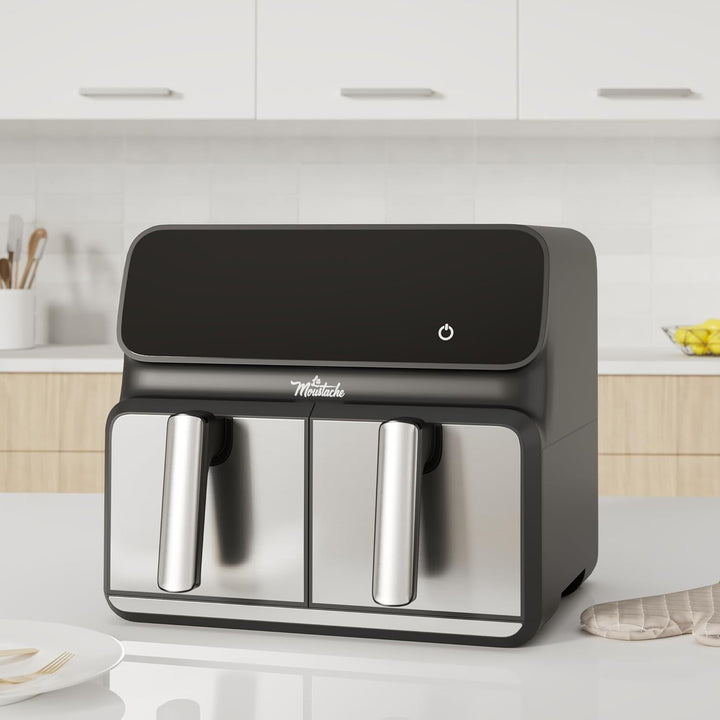 La Moustache - Heissluftfritteuse 8L mit 2 Separaten Körben, Ölfreie Fritteuse 1700W, 10 Programmen,