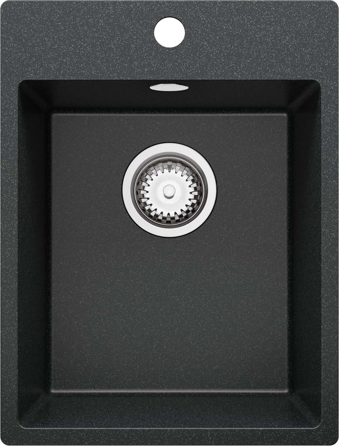 Spülbecken Graphit 38x50 cm, Granitspüle 1 Becken + Ablauf-Set, Küchenspüle ab 40er Unterschrank, Ei