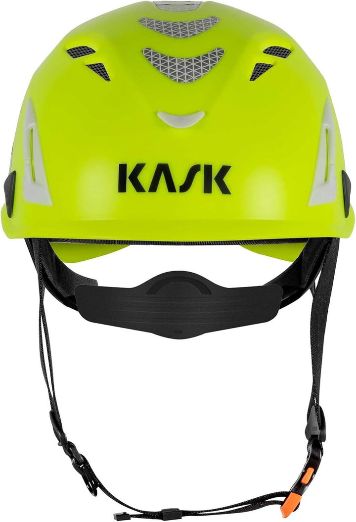 KASK Schutzhelm Superplasma AQ HI VIZ - Arbeitsschutzhelm, Drehrad, Reflexstreifen, EN 397 Weiss/Rot