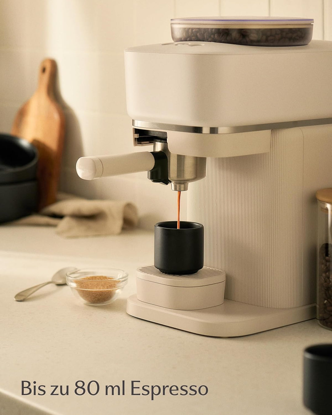 Cosumy Espressotassen Set 4er Schwarz - Espresso Tassen Set ohne Henkel | Stapelbar &amp; Dickwandig - 8