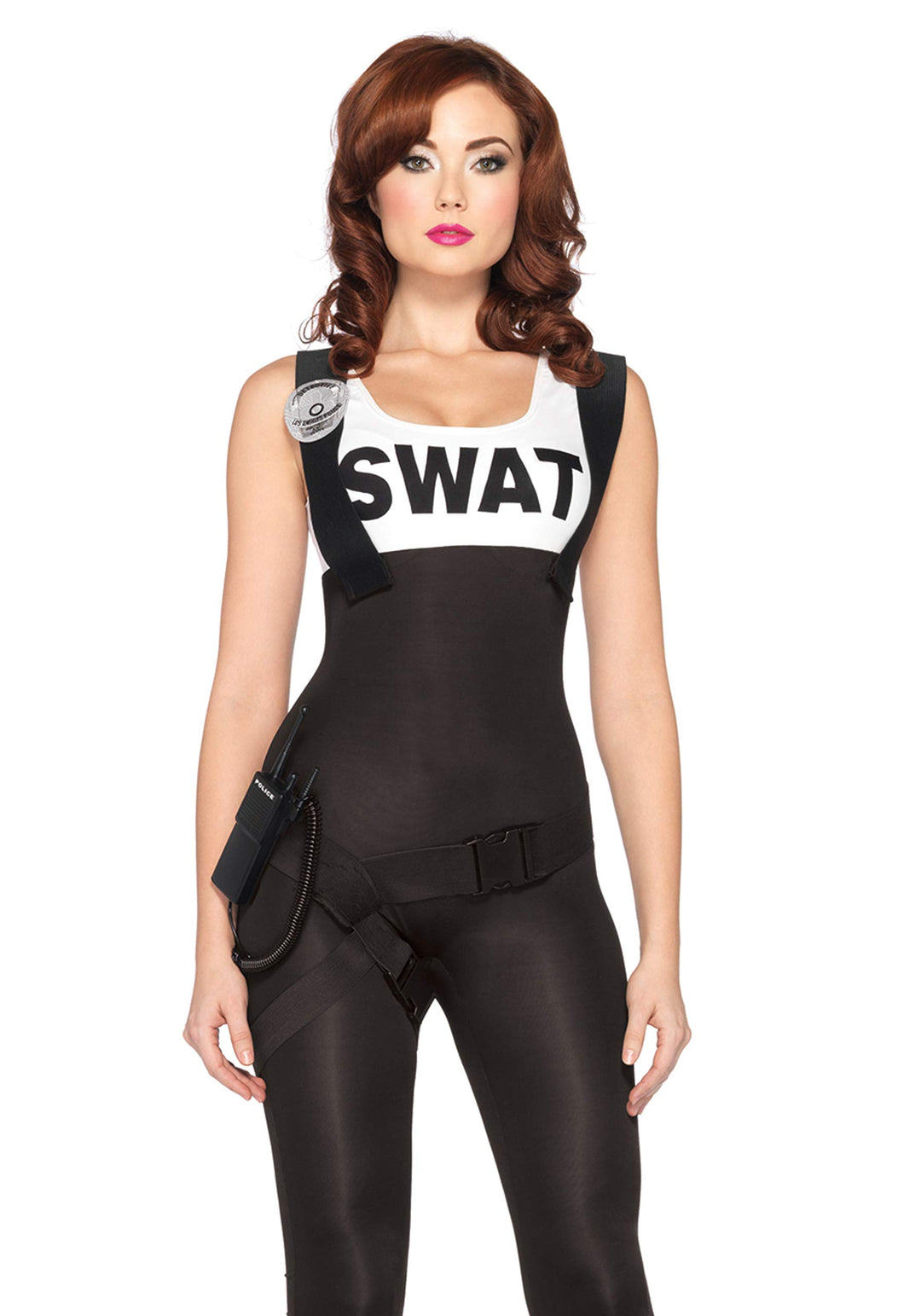 LEG AVENUE 85168 - 3Tl. Kostüm Set Swat Hot Babe, Grösse L, schwarz, Damen Karneval Kostüm Fasching