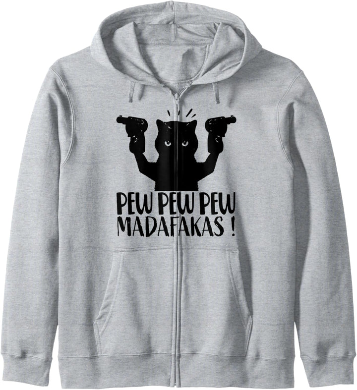Cat Pew Pew Madafakas Vintage Crazy Cat lustige Katze Kapuzenjacke