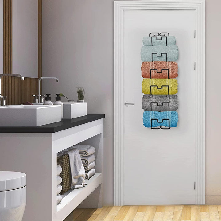 Handtuchhalter zur Wandmontage, Hängend Handtuchstange fürs Badezimmer mit 6 Fächern, Badetuchhalter