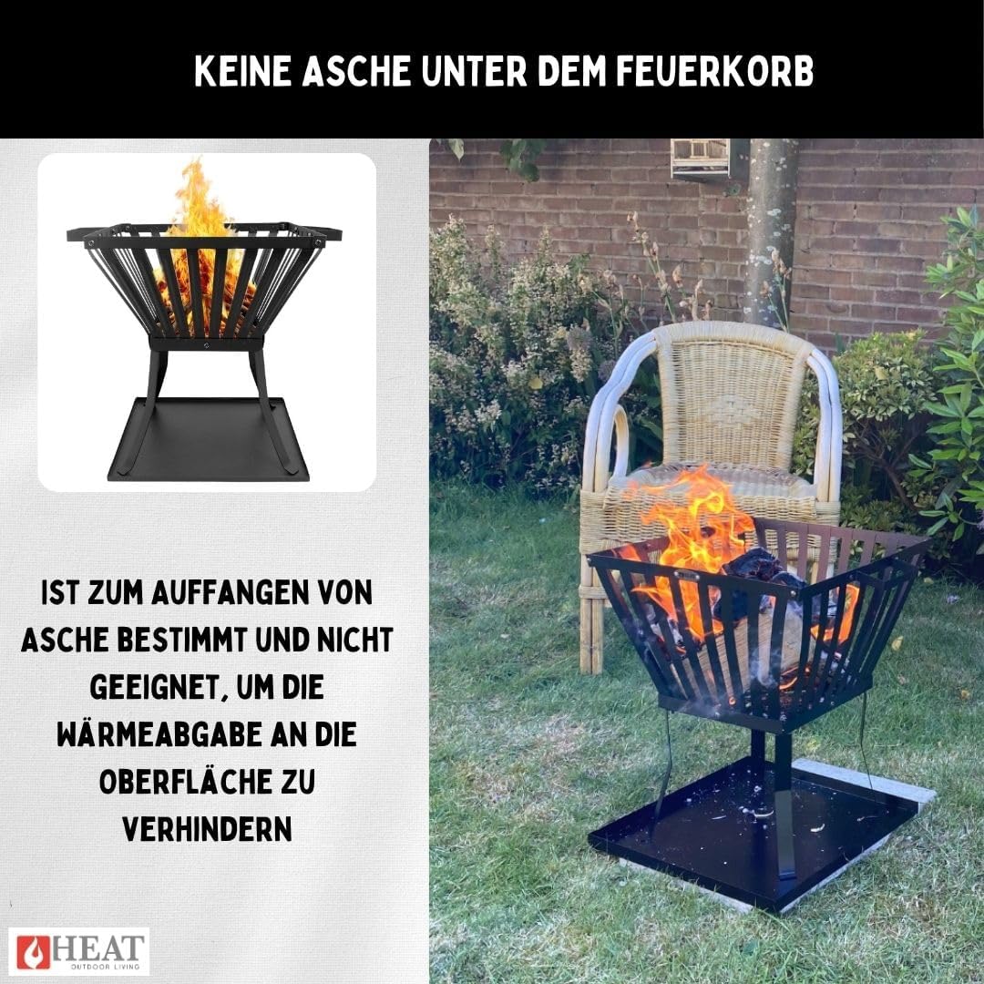 Bodenplatte Quadrat Ø 50 cm - Bodenschutz für Feuerkorb oder Feuerstellen – Platte Quadrat 50 cm - S