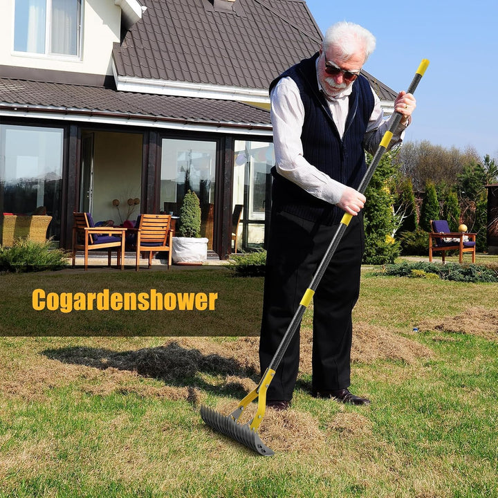 Rasenrechen, 178cm Robuster Rechen zur Beseitigung von Moos und Rasenfilz mit scharfer Klinge für di