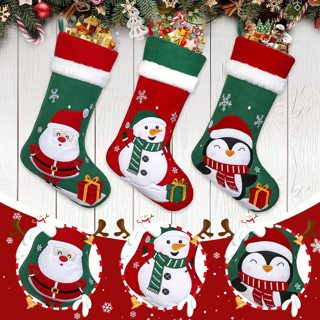 Nikolausstrumpf 3 er Set Nikolausstiefel zum Befüllen Grosse Weihnachtsstrumpf Weihnachtssocken Kami