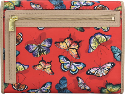 Anuschka Reise Organizer Mappe - Wanderlust Kollektion - Nylonstoff mit Leder Trim und Kunstdruck Bu