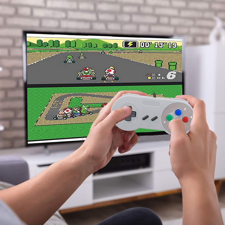 TRIXES 2x kabelgebundene USB-Controller – kompatibel mit SNES-Emulatoren – Retro Gaming Joypads Game