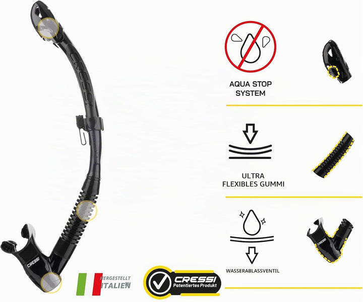 Cressi Unisex-Adult Itaca Ultra Dry Snorkel Trockenes Freitauchen und Schnorcheln Einheitsgrösse Sch