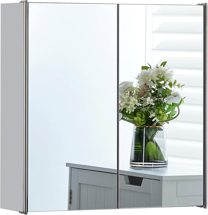 Vida Designs Tiano Badezimmer-Spiegelschrank, 2 Türen, Wandmontage, Edelstahl, moderner Aufbewahrung