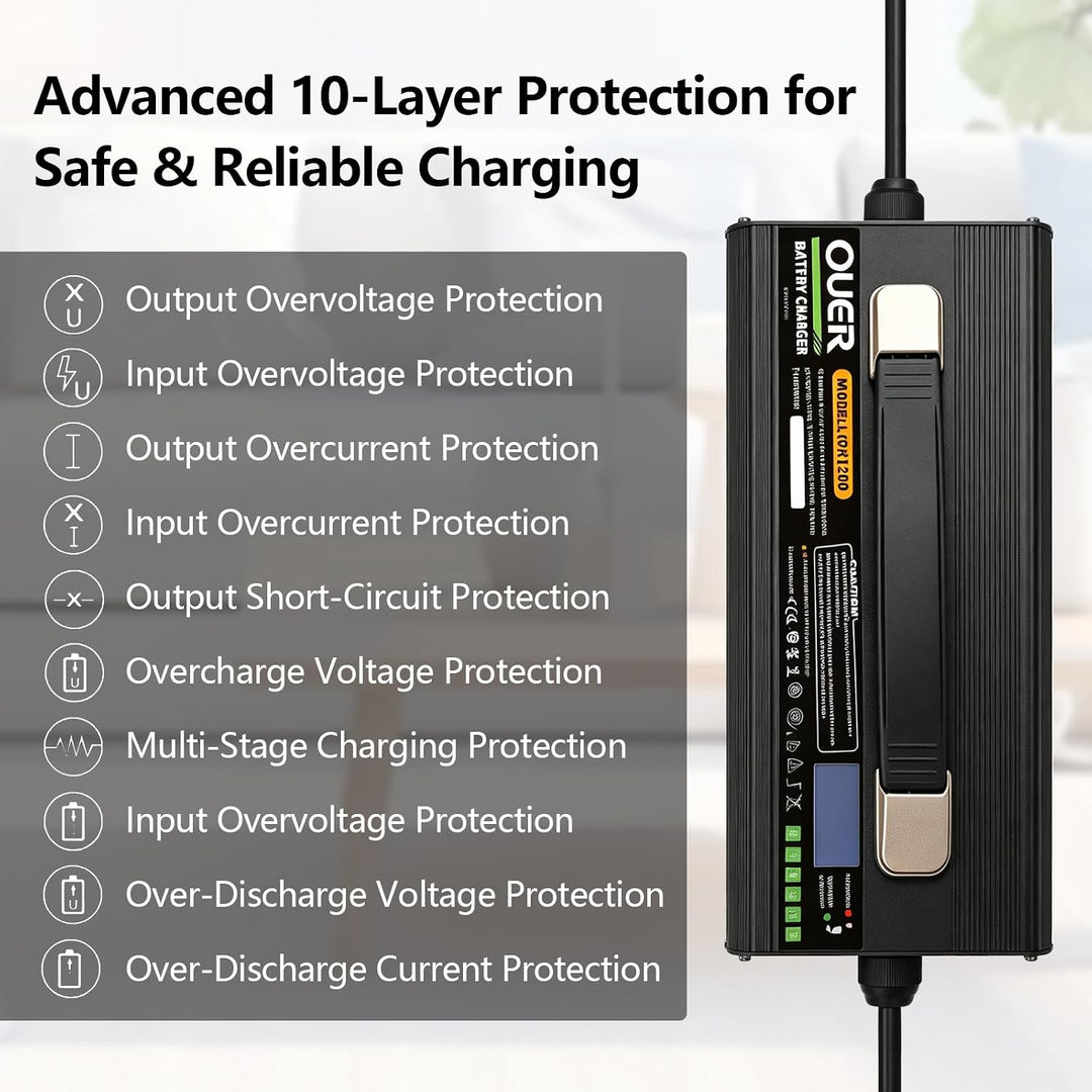 LiFePO4 Ladegerät 14,6V 40A für 4S 12V LiFePO4 Batterie, AC-DC, Smart 4 Stufen Laden mit Kühlventila