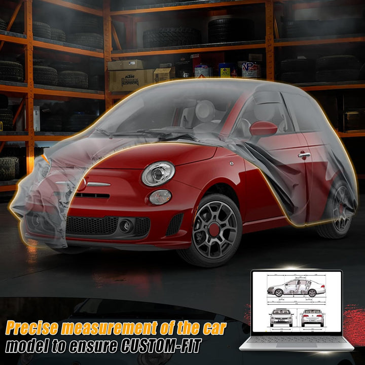 Autoabdeckung Wasserdicht für 2007-2025 FIAT 500 500C 500E Abarth, Vollgarage Autoplane Auto Abdeckp