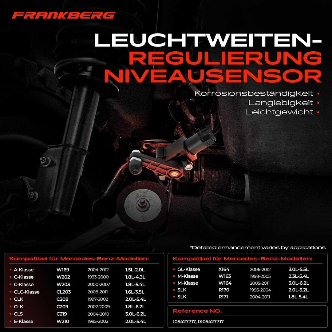 Frankberg 4x Niveausensor Xenonlicht Vorne Hinten für A-Klasse B-Klasse C-Klasse CLK E-Klasse GL-Kla