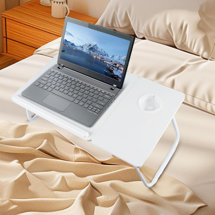 Klappbarer Laptoptisch Höhenverstellbar Lapdesk Notebooktisch mit Neigung Getränkehalter Laptop Tisc