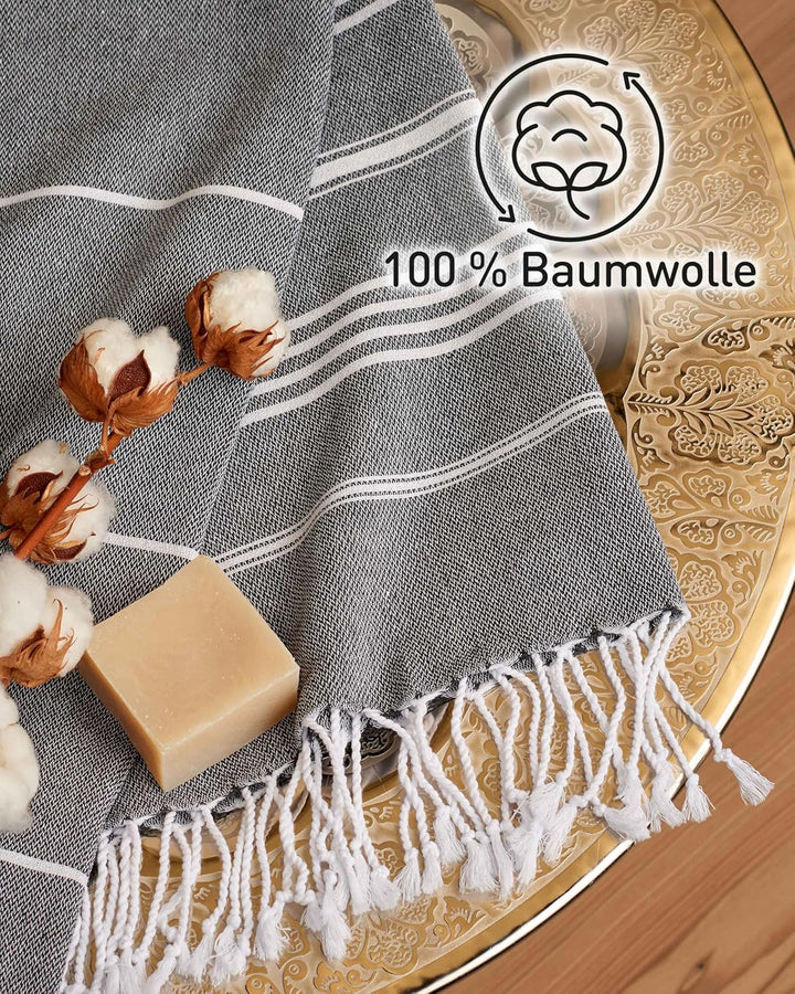 Fit-Flip Hamamtuch aus 100% Baumwolle – saugfähig und schnelltrocknend – türkisches Saunatuch, Stran