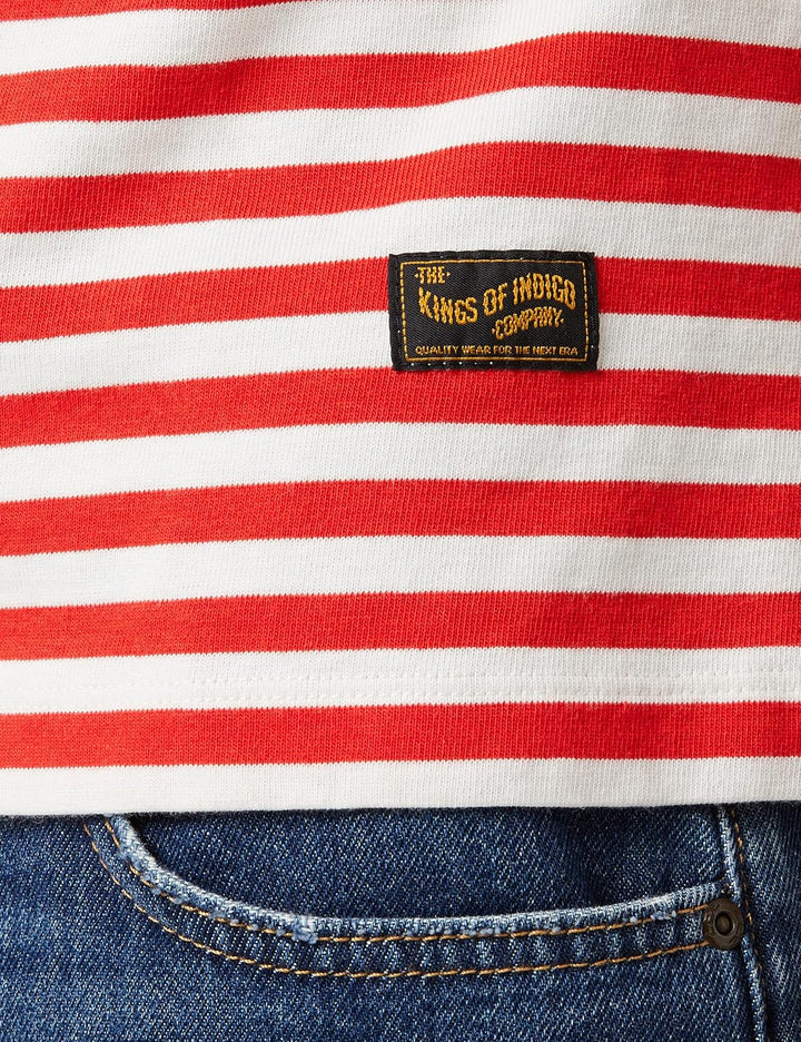 Kings of Indigo Herren Darius T-Shirt M Rot (Poppy Red Stripe 7904), M Rot (Poppy Red Stripe 7904)