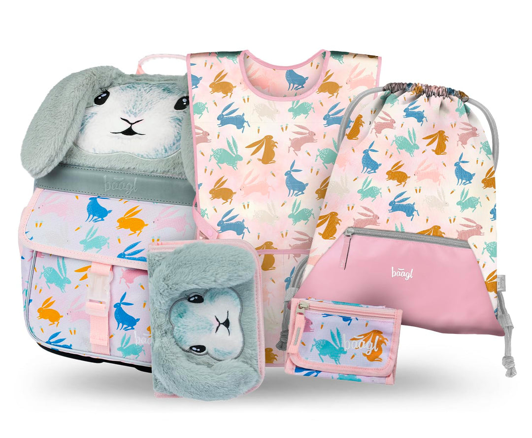Baagl Schulranzen Jungen Mädchen Set 5 Teilig (Zippy Schultasche für 1. Klasse, Mäppchen, Turnbeutel