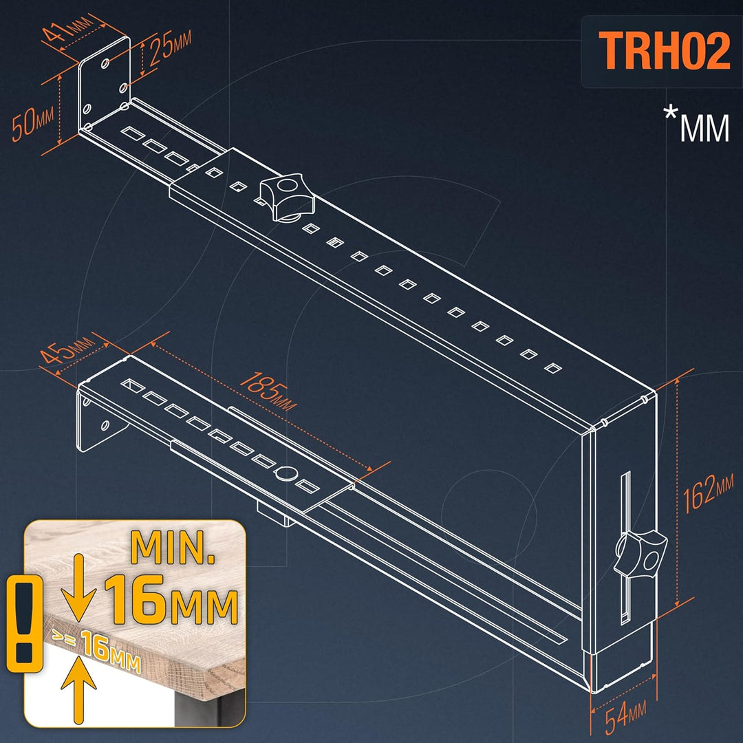 RICOO PC Halterung unter Schreibtisch Verstellbar Computerhalterung für Untertisch TRH02-W Computer