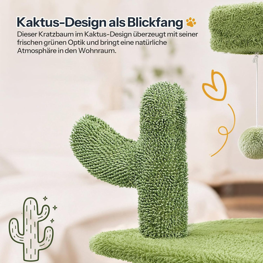 HOOBRO Kratzbaum, Katzenbaum, All-in-One-Katzenmöbel | Kratzbaum im Kaktus-Design mit Katzenhöhle, 2