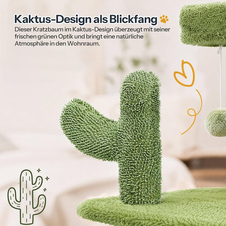 HOOBRO Kratzbaum, Katzenbaum, All-in-One-Katzenmöbel | Kratzbaum im Kaktus-Design mit Katzenhöhle, 2