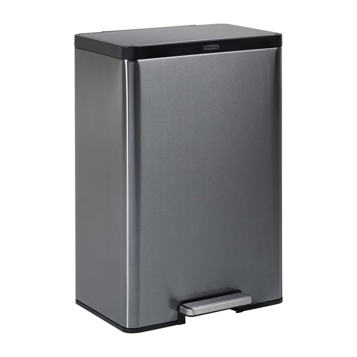 Rubbermaid Edelstahl Metall Step-on Mülleimer für Haus und Küche, anthrazit, 12 Gallonen, 2112520 An