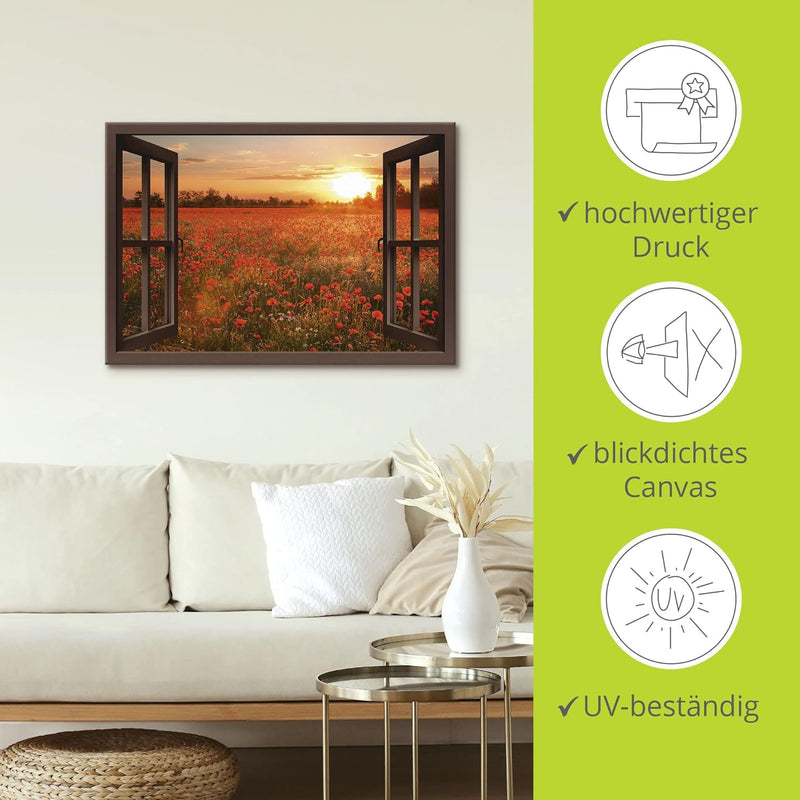 Artland Leinwandbild Wandbild Bild auf Leinwand 70x50 cm Wanddeko Fensterblick Fenster Natur Botanik