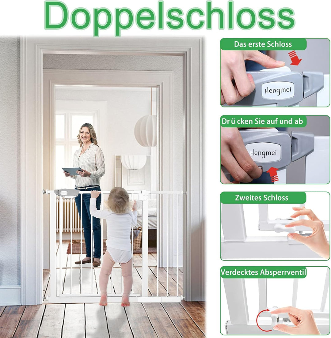 XMTECH Türschutzgitter Ohne Bohren Treppengitter für Kinder 85-95cm breit，Auto-Close Baby Türgitter