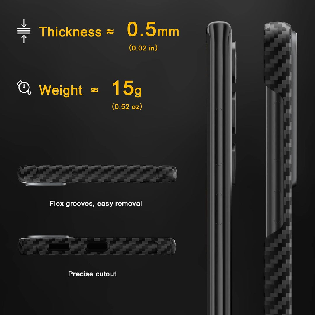 memumi Carbon Hülle für Galaxy S23, 0.5 mm Superdünne, Hülle aus echter Aramidfaser [100% Aramidfase