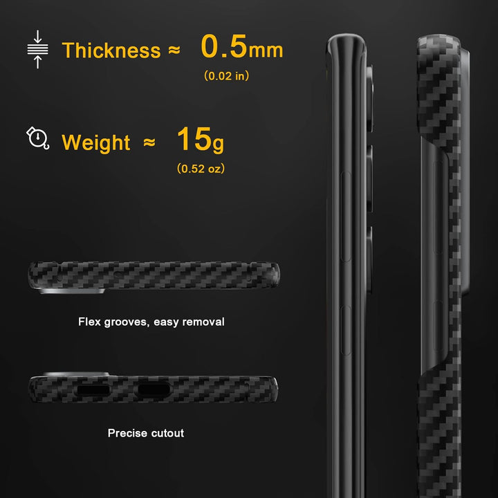 memumi Carbon Hülle für Galaxy S23, 0.5 mm Superdünne, Hülle aus echter Aramidfaser [100% Aramidfase