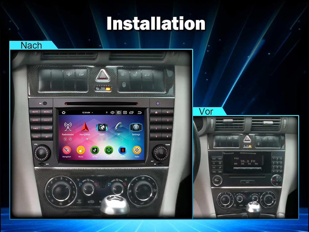 Erisin 7 Zoll 8-Kern 4GB+64GB Android 12 Autoradio mit GPS Navigation Für Mercedes Benz C/CLC/CLK Kl