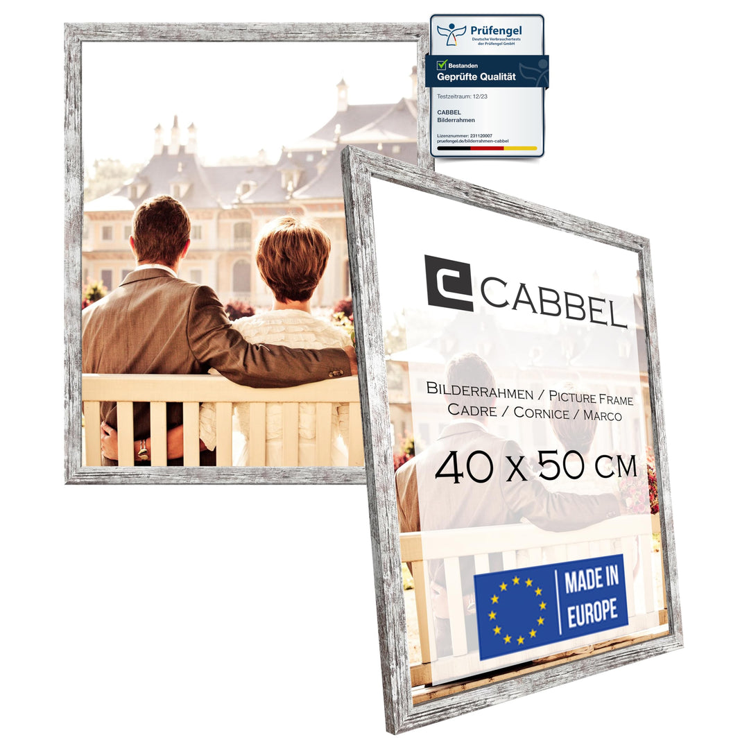 CABBEL Doppelpack (2er Set) Bilderrahmen 40x50 cm, Birke, stabiles MDF-Holz Rahmen, bruchsicherem Pl