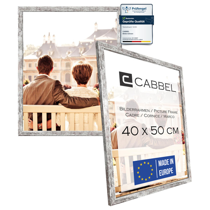 CABBEL Doppelpack (2er Set) Bilderrahmen 40x50 cm, Birke, stabiles MDF-Holz Rahmen, bruchsicherem Pl