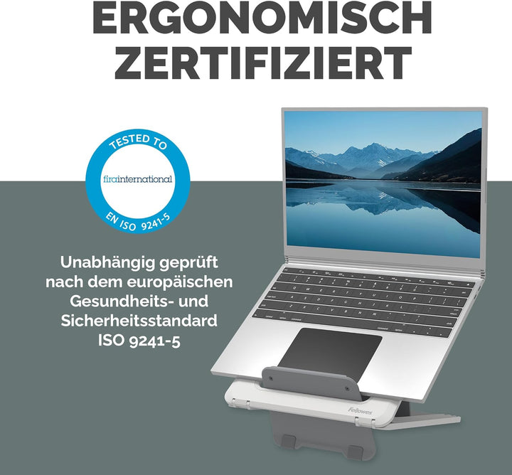 Fellowes Breyta™ Laptop-Ständer – verstellbar, 100% recycelbar, 12 Höhen, max. 15.6", 4kg. Für Zuhau