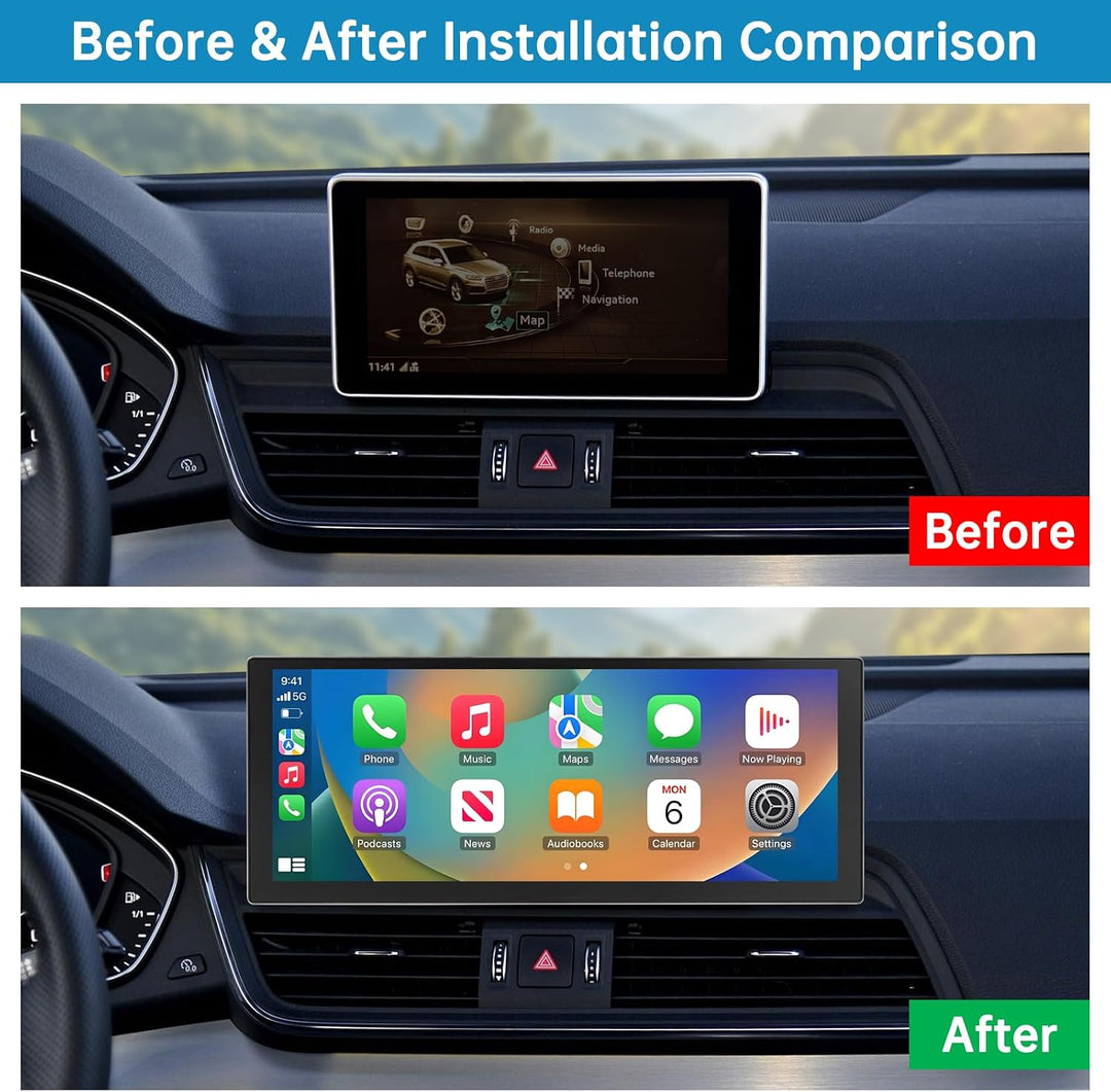 Autoradio 10,25 Zoll Touchscreen mit kabellosem Carplay &amp; Android Auto für 2018-2019 Audi Q5 mit MIB