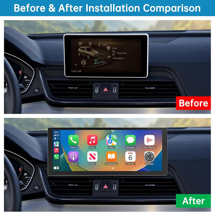 Autoradio 10,25 Zoll Touchscreen mit kabellosem Carplay &amp; Android Auto für 2018-2019 Audi Q5 mit MIB