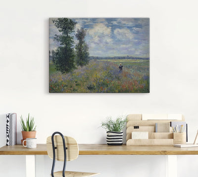 ARTland Leinwandbilder Wandbild Bild auf Leinwand 80x60 cm Wanddeko Landschaften Bäume Wiese Blumen