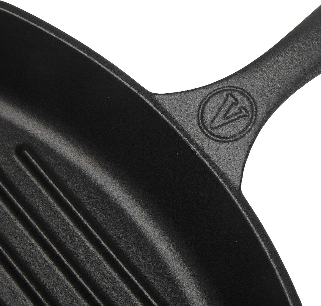 VICTORIA Grillpfanne Emaillierte Gusseisen Induktion 25x25cm Bratpfanne Geeignet für Feuer, Grill, B