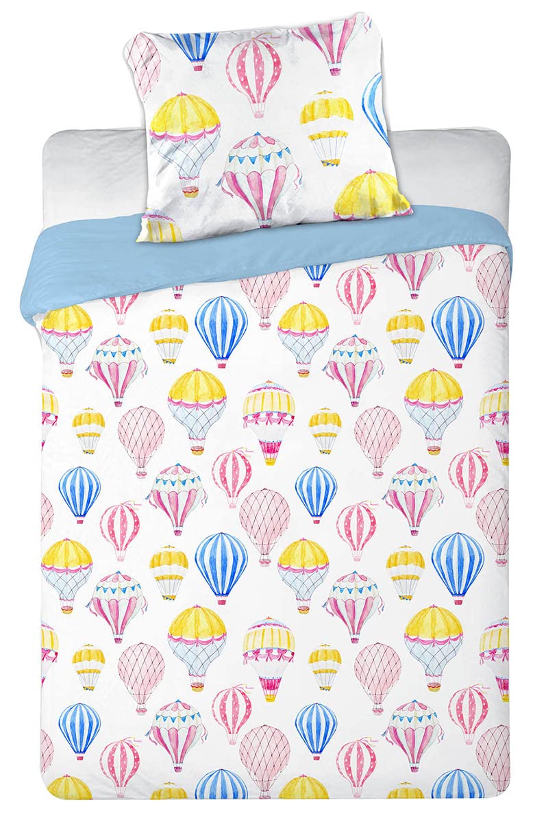 Faro Kinder Baby Bettwäsche Wendemotiv Heissluftballons bunt Bettdecke 100 x 135 + Kopfkissen 40 x 6