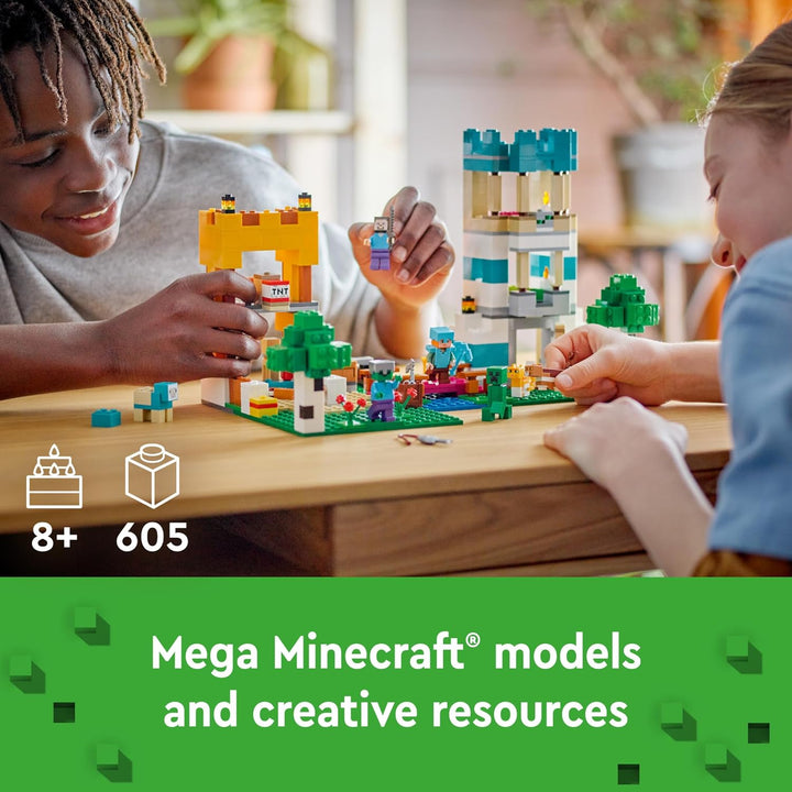 Lego 21249 Minecraft Die Baukasten 4.0, 2-in-1-Set; Bauen Sie Flusstürme oder eine Katzenhütte, mit