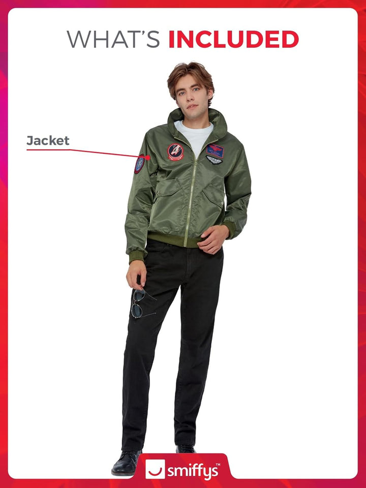 Smiffys Top Gun Maverick Bomber Jacket, Green