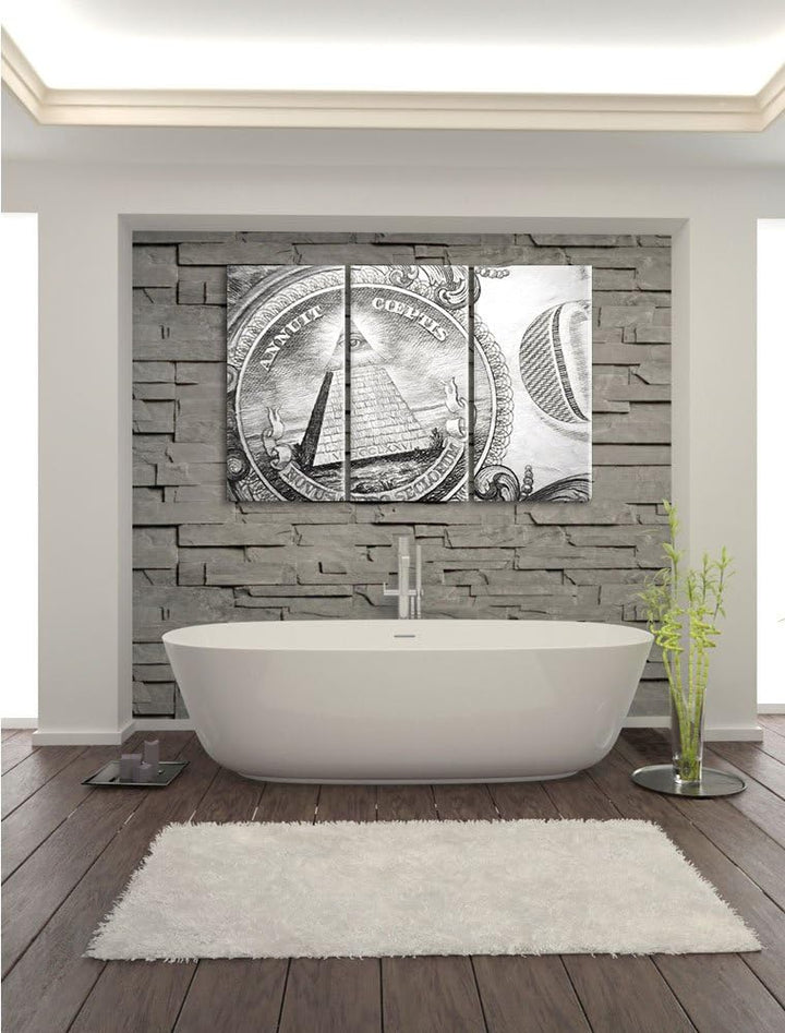 Pixxprint Illuminaten-Pyramide / 3-Teilig/Gesamtmass 120cm Leinwandbild bespannt auf Holzrahmen/Wand