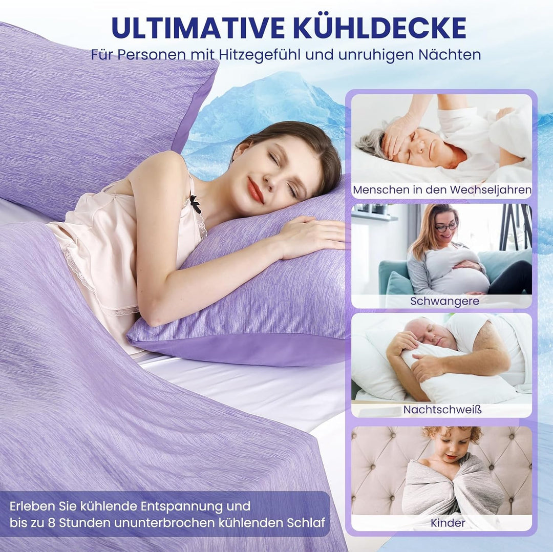 Elegear Kühldecke 200 x 220cm, Japanische Arc-Chill 3.0 Q-Max>0,5 Kühlfasern 2in1 Selbstkühlende Som