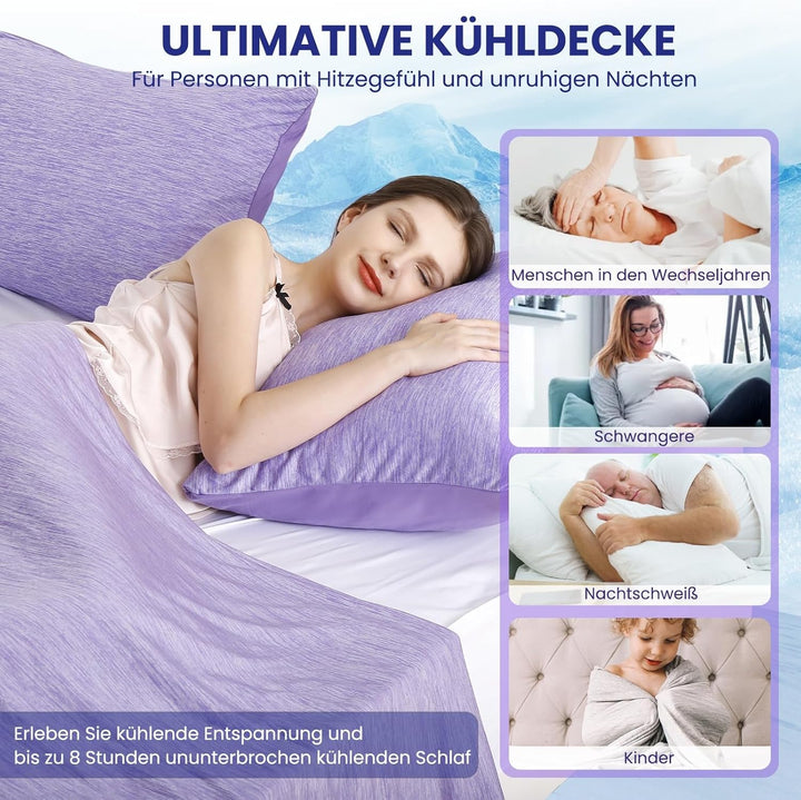 Elegear Kühldecke 200 x 220cm, Japanische Arc-Chill 3.0 Q-Max>0,5 Kühlfasern 2in1 Selbstkühlende Som