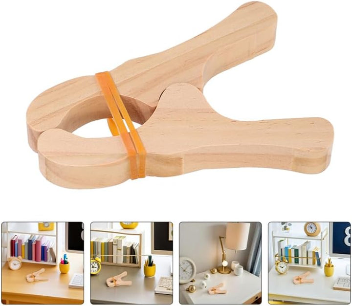 Supvox 5 Stück Holz Spielclips für Deckenburgbau, Unlackierte Bauklammern mit Gummiband für Höhlenba