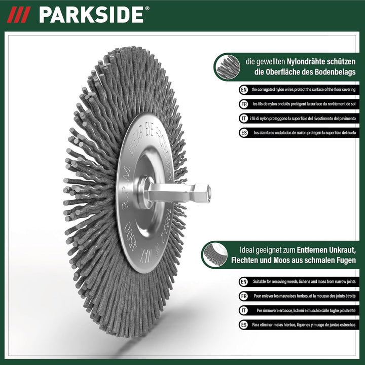 Parkside Metallbürste und Nylonbürste für Fugenbürste |Ersatzbürsten-Set zur Entfernung von Flechten