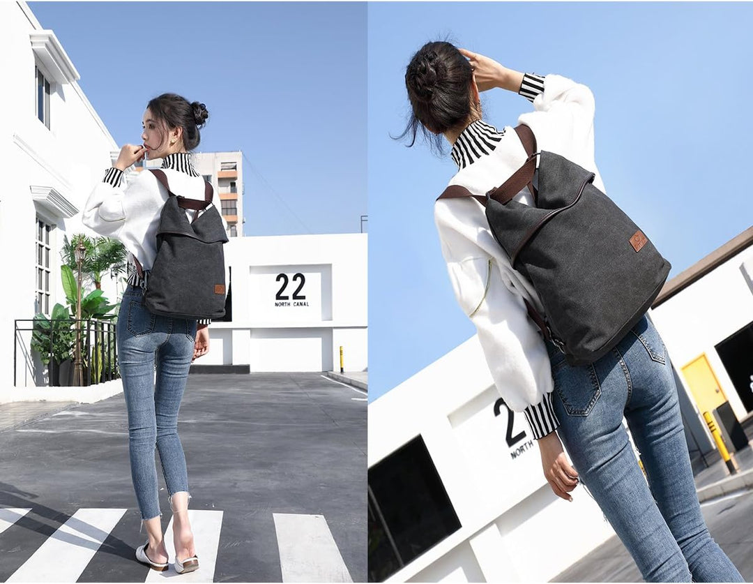 Travistar Damen Canvas Schultertasche Rucksack Gross Handtasche Vintage Damen umhängetasche Anti Die