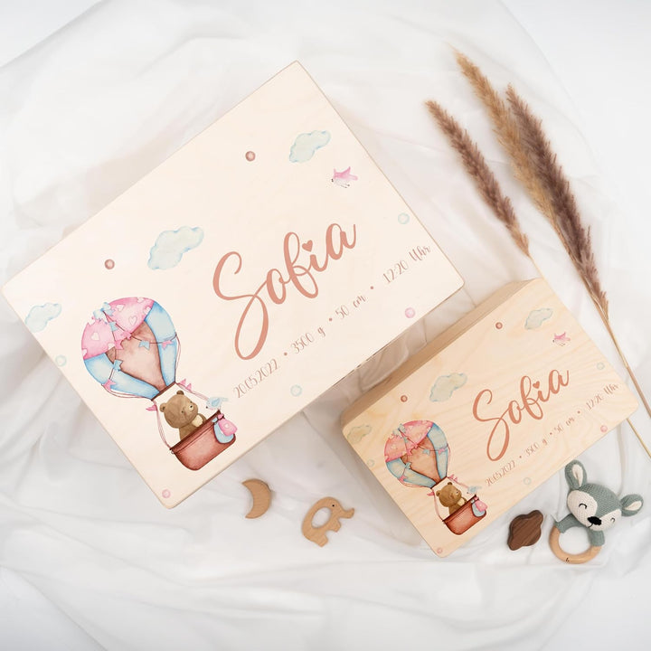KIDSMOOD - Erinnerungsbox Baby, personalisierte Holzkiste mit Deckel, Ideal zur Aufbewahrung von Eri