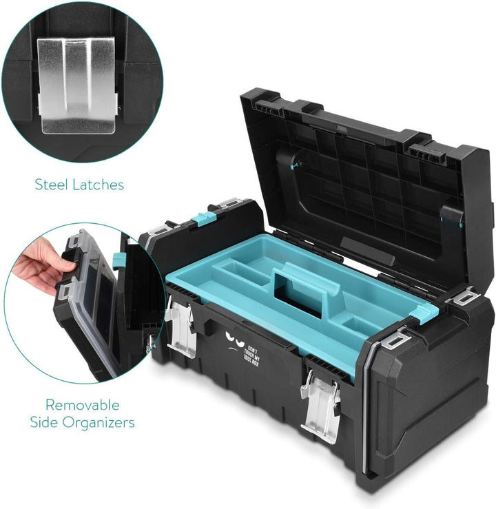 Navaris Werkzeugkoffer 20" Box leer - 51x23x21cm - 2 Abnehmbare Organizer Boxen und Stahlschliessen