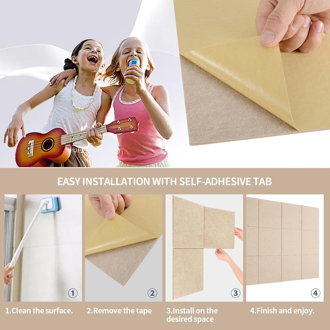 Rdutuok 12 Stück Selbstklebend Akustikplatten,30x30x1 cm Akustik Absorber Akustikpanel Schallschutzp