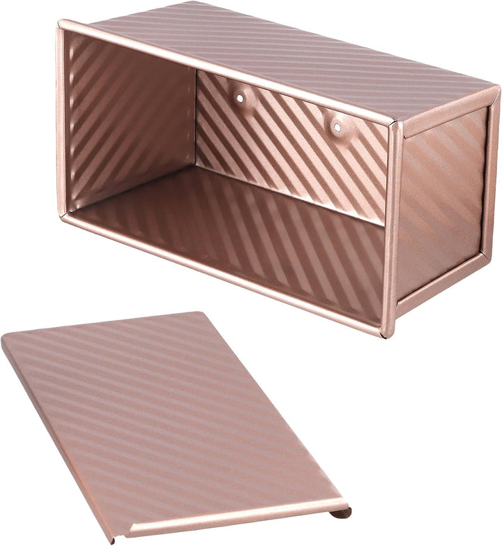 2er Set Brotbackform Rechteckig Edelstahl mit Deckel 19/21cm | Toastbrot Backform mit Zubehör, Roség